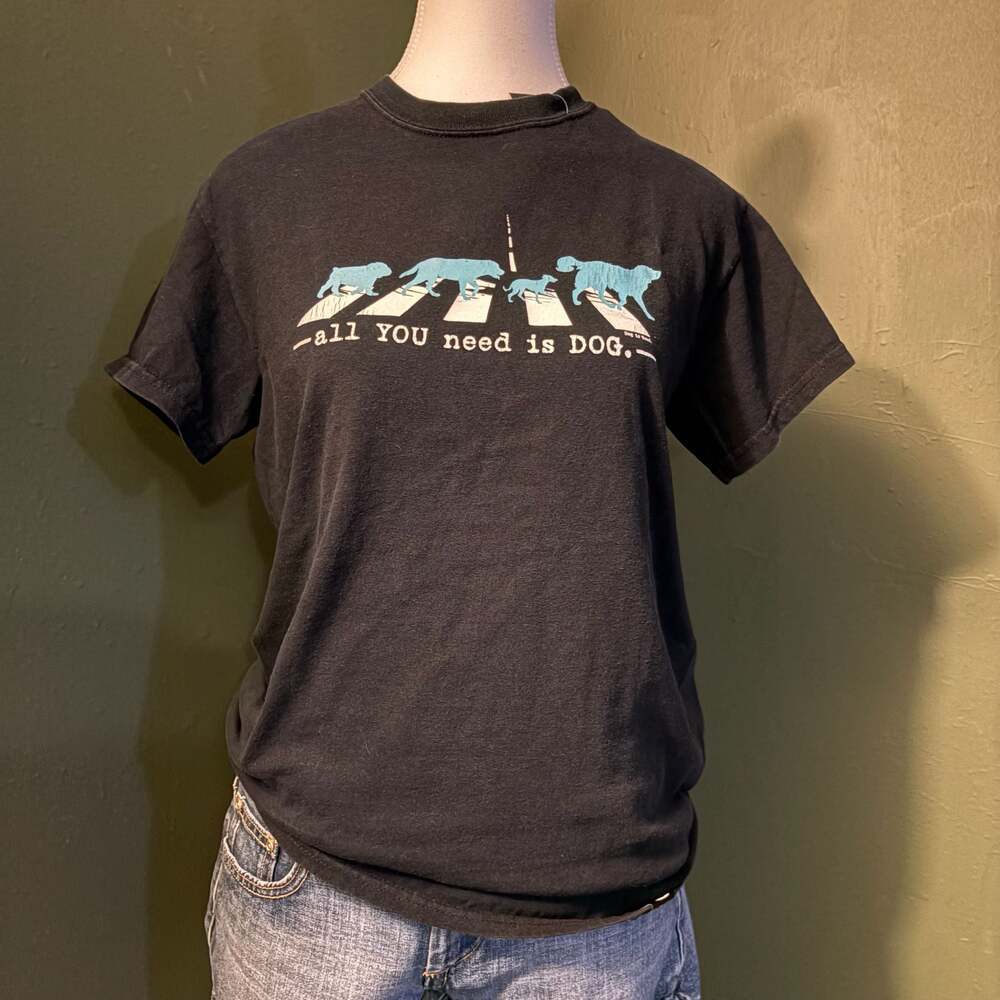 Dog Is Good All You Need Is Dog Graphic T-Shirt Black Size Small
